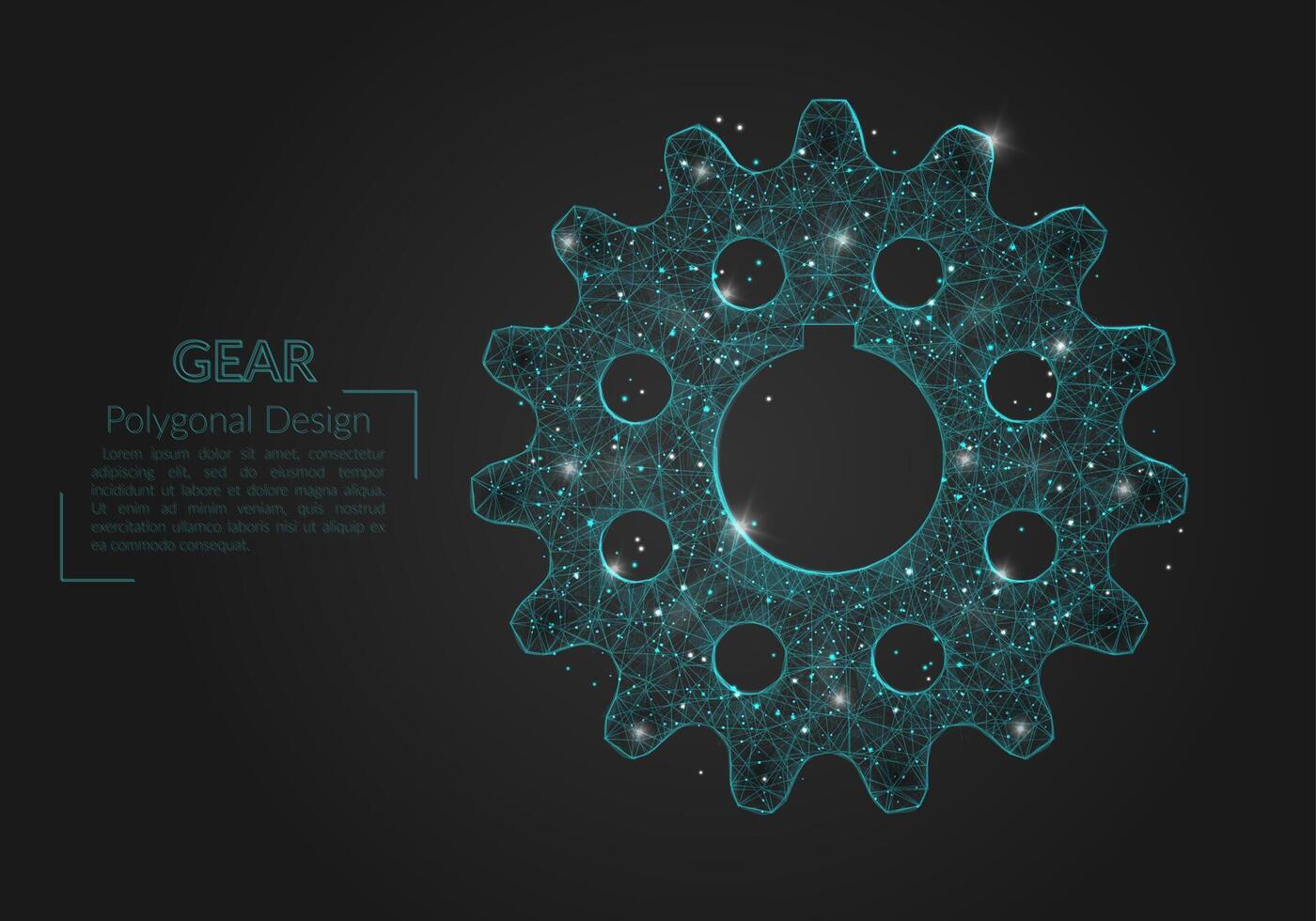 Abstract isolated blue image of a gear. Polygonal illustration looks like stars in the blask night sky in spase or flying glass shards. Digital design for website, web, internet vector