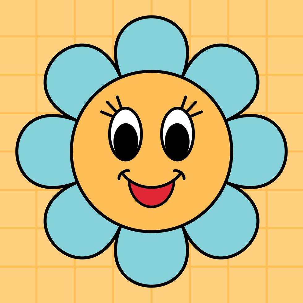 Flower retro cartoon vector illustration