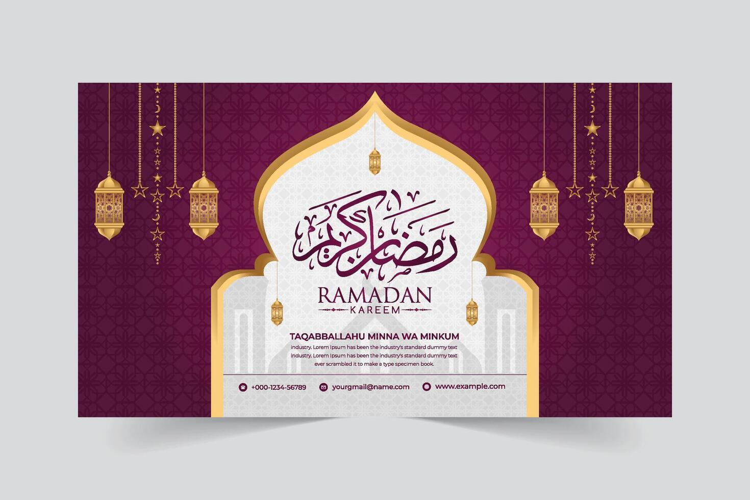 Ramadán kareem islámico festival religioso web bandera modelo vector