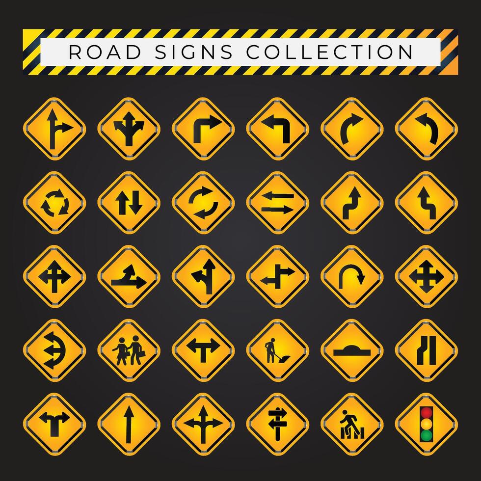 road sign icon collection vector