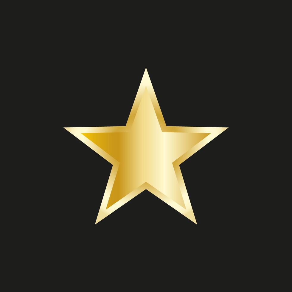 Golden star vector gradient metallic icon on a black background winner first place vector award