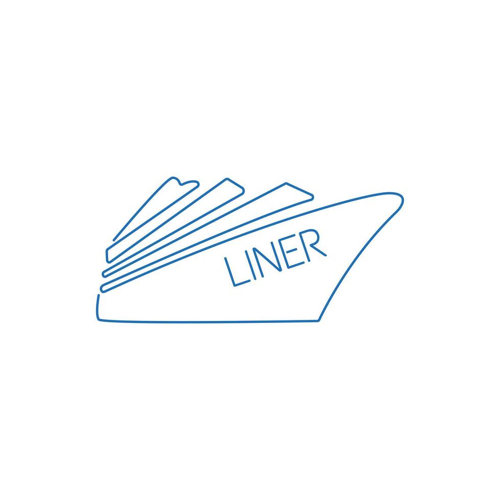 One line logo ship liner vector editable stroke symbol vector