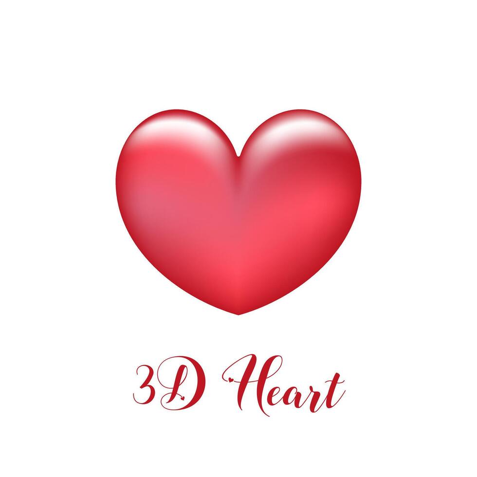 3d heart vector gradient red love bright happiness vector