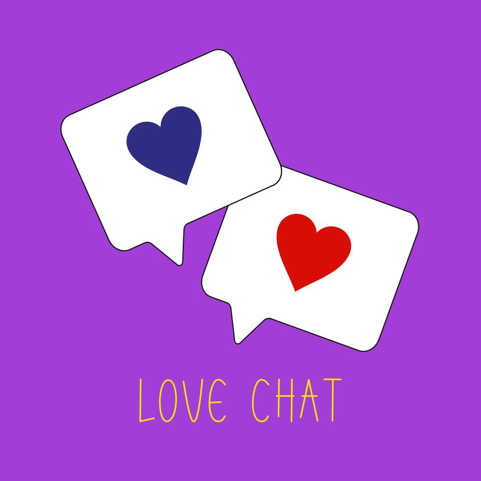 Love chat vector icon communication logos red blue hearts vector