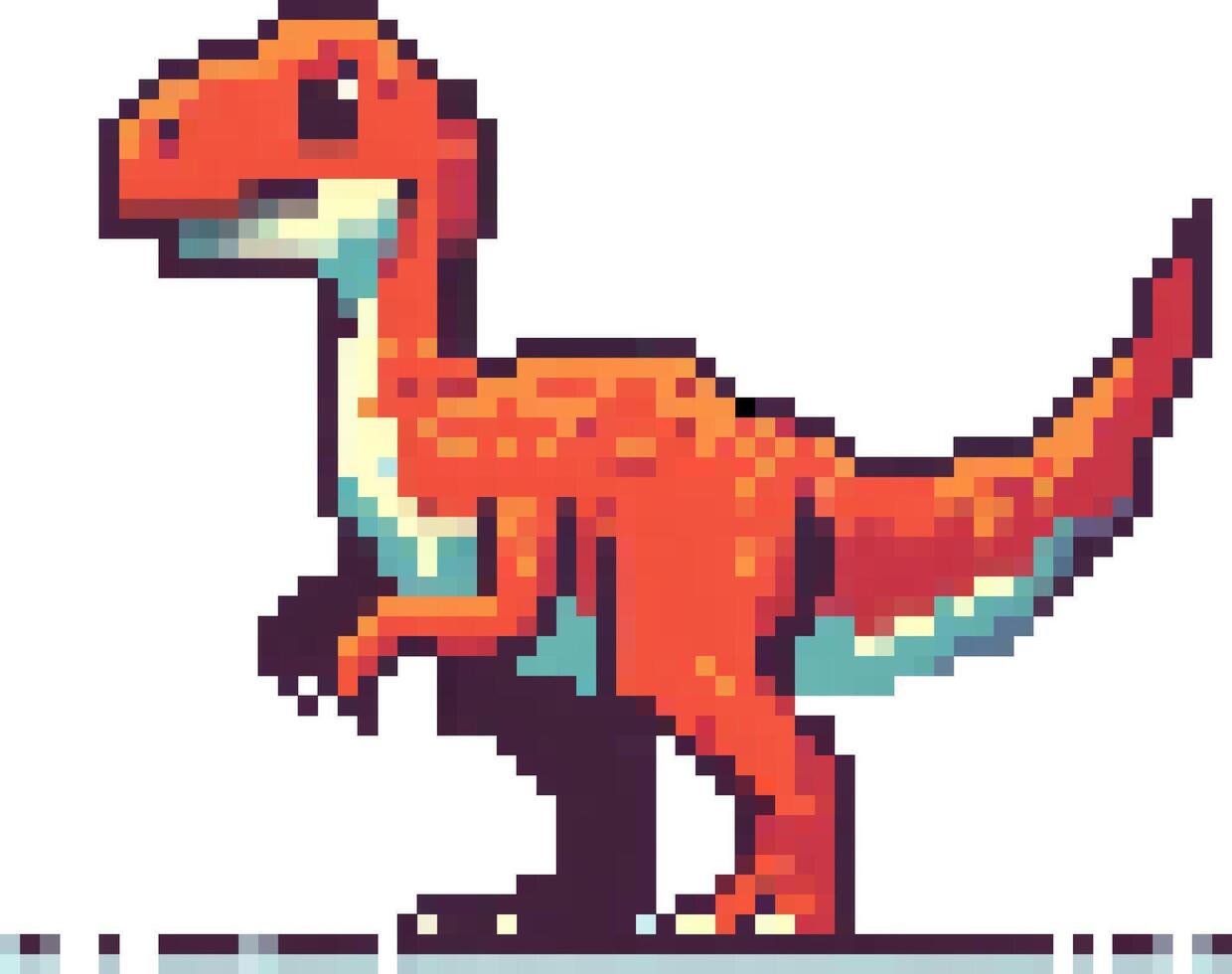 AI generated 8 bit pixel art dinosaur Tyrannosaurus is an ancient animal of the Jurassic period. Vector icon in retro game style isolated on white background
