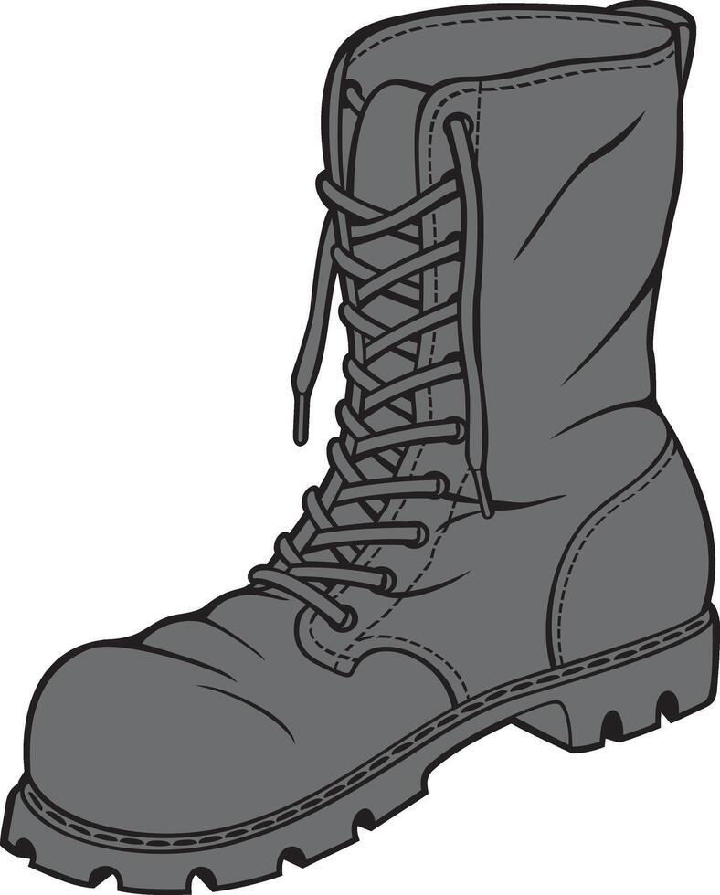 Autumn and Winter Leather Boot Gray. Vector Illustration.