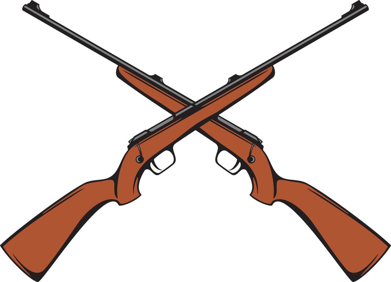 Crossed Hunting Rifles Color. Vector Illustration.