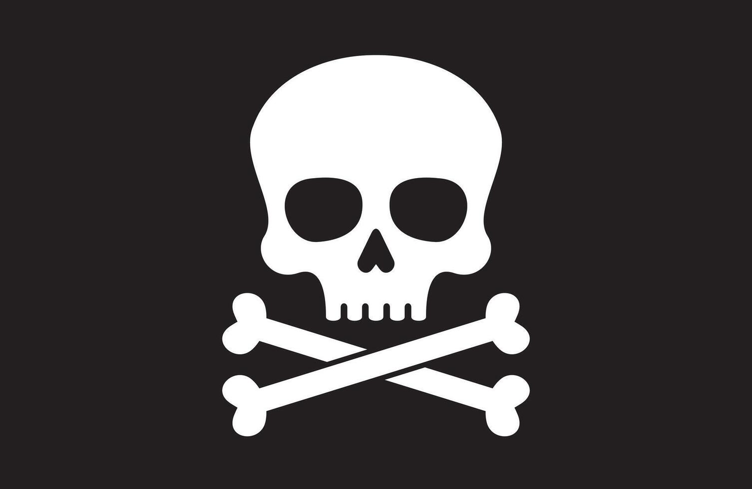 Pirate flag with skull and cross bones - Jolly Roger. Vector illustration.