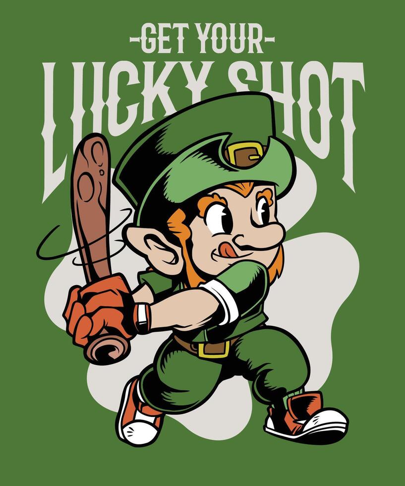 Leprechaun Playing Baseball Get Your Lucky Shot t-shirt vector