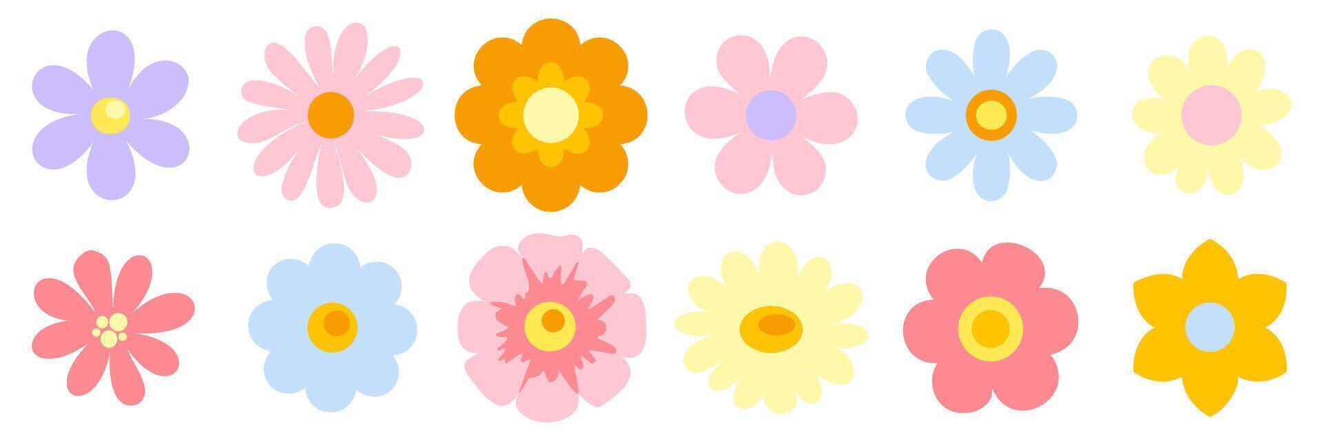 set of flowers isolated on white vector