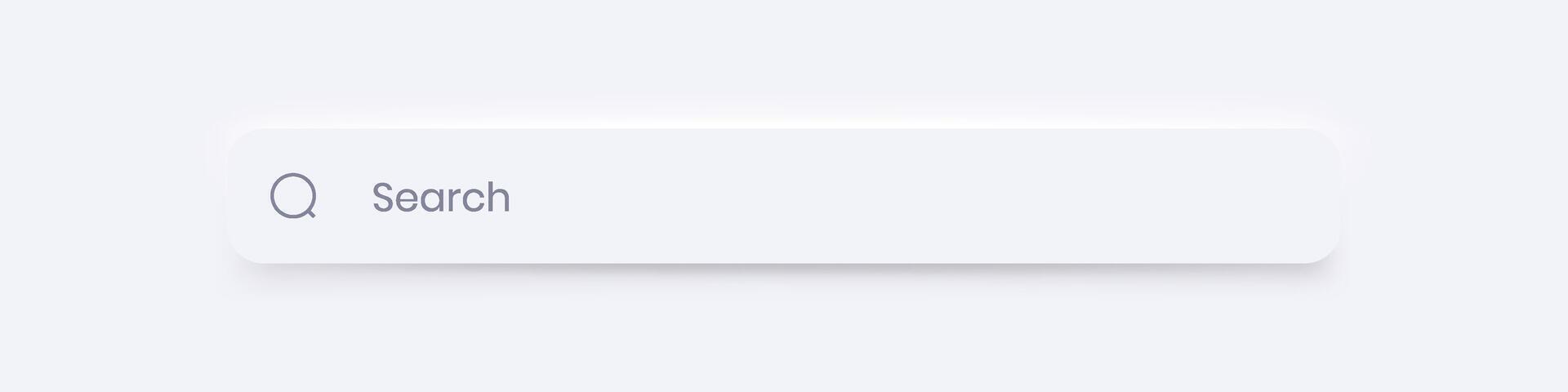 Clean Search bar icon. Neumorphism design. Web search button. Search windows vector
