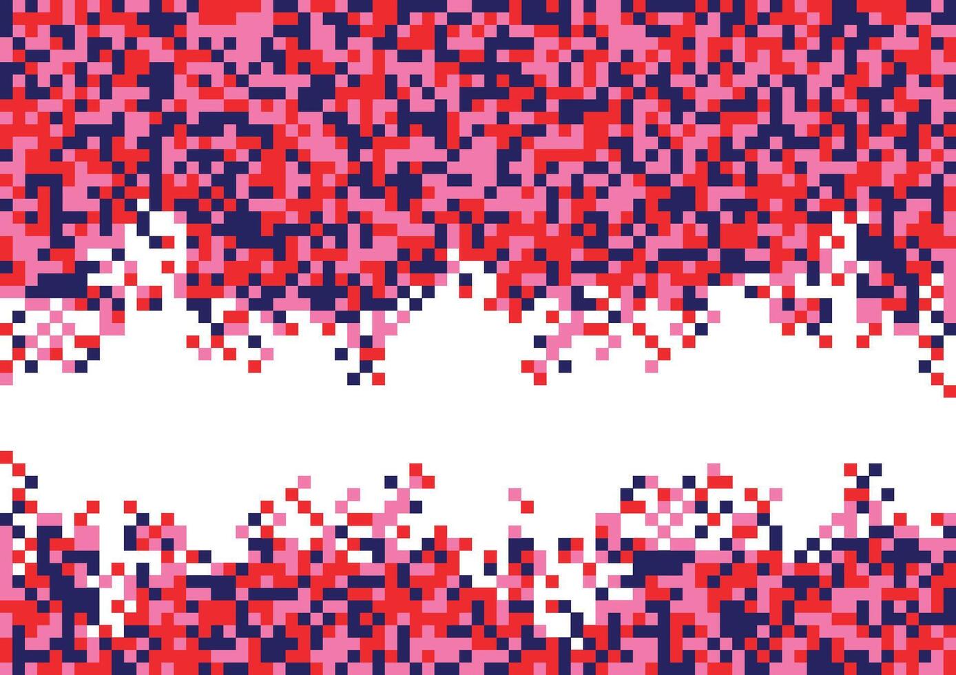 Red, pink and blue pixel abstract mosaic background. Vector graphic.