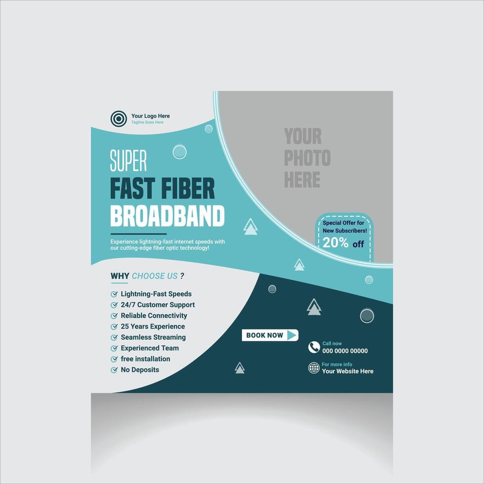 broadband internet social media post vector