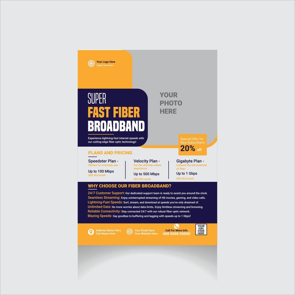 broadband internet flyer vector