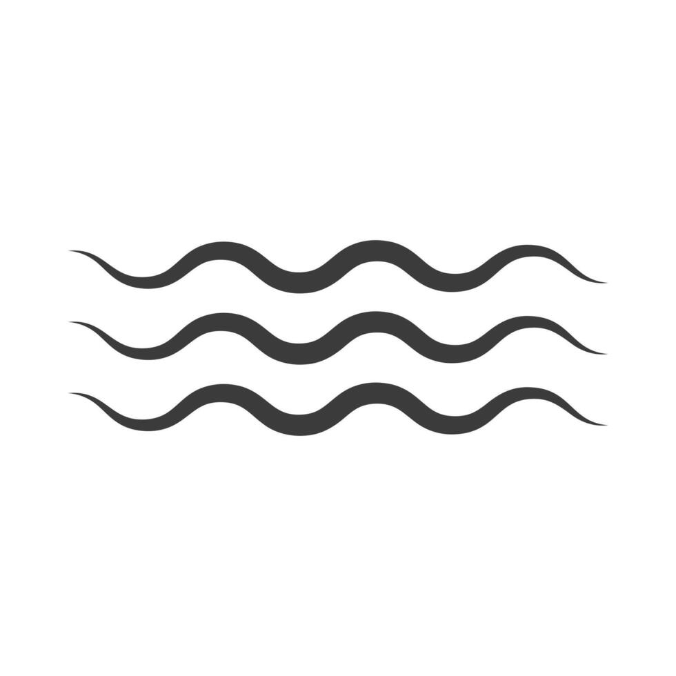 Wind direction of air movement sign, black curl lines silhouette sign of movement intensity, smoke fog or wind. Vector element on white isolate.