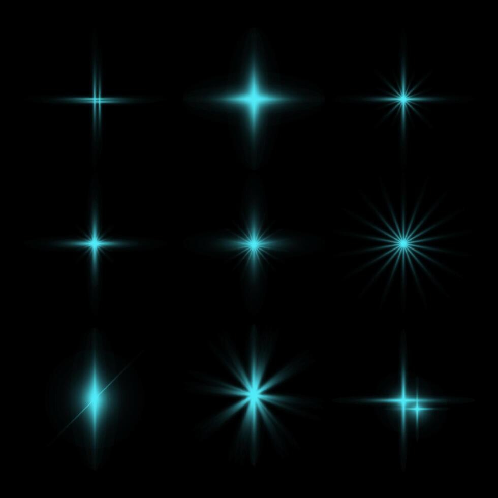 brillante luces efecto, llamarada, explosión y estrellas. especial efecto aislado en transparente antecedentes. vector