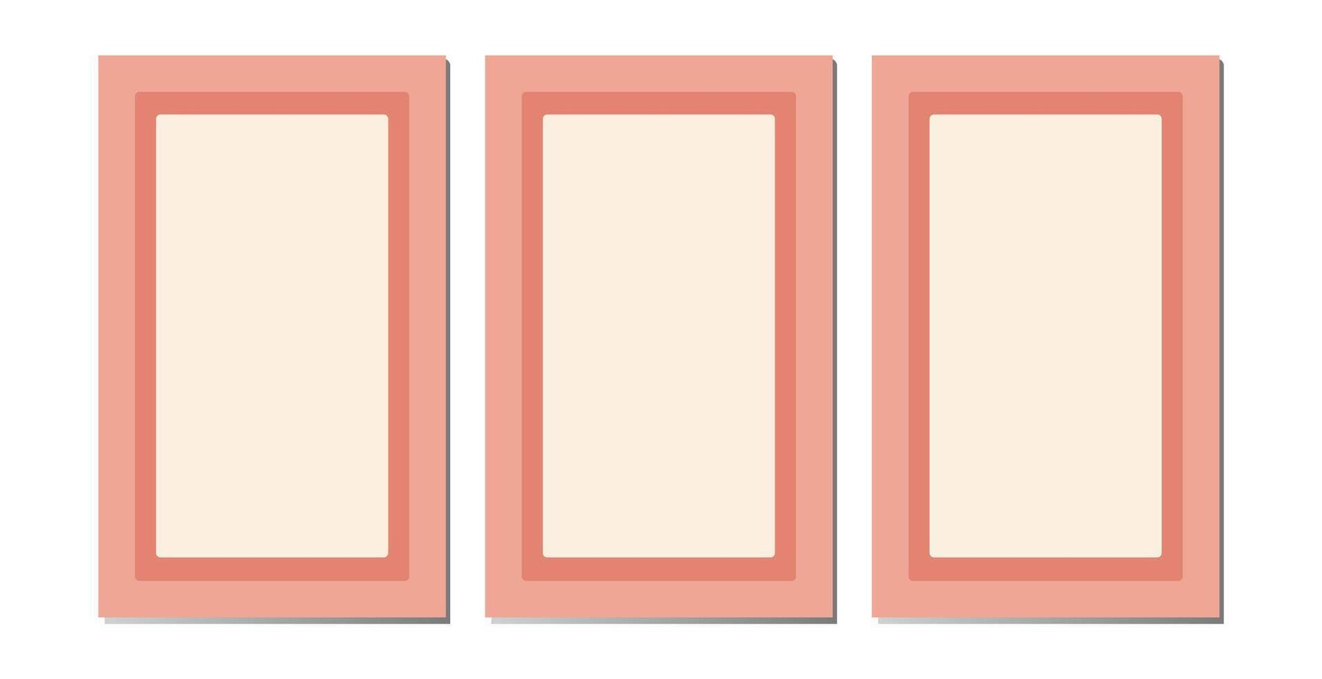 Set simple frames. Collection of vertical blank templates for text decoration. Congratulatory or wedding frames. Vector layouts, space for text, photos.