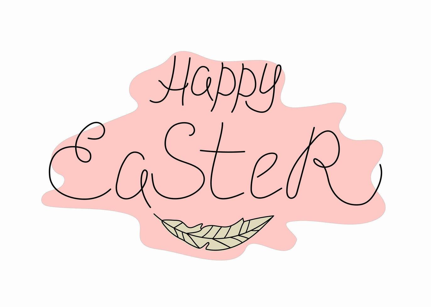 Easter design. Calligraphy inscription, doodle. Hand drawn linear icons. Vector illustration, isolated background.