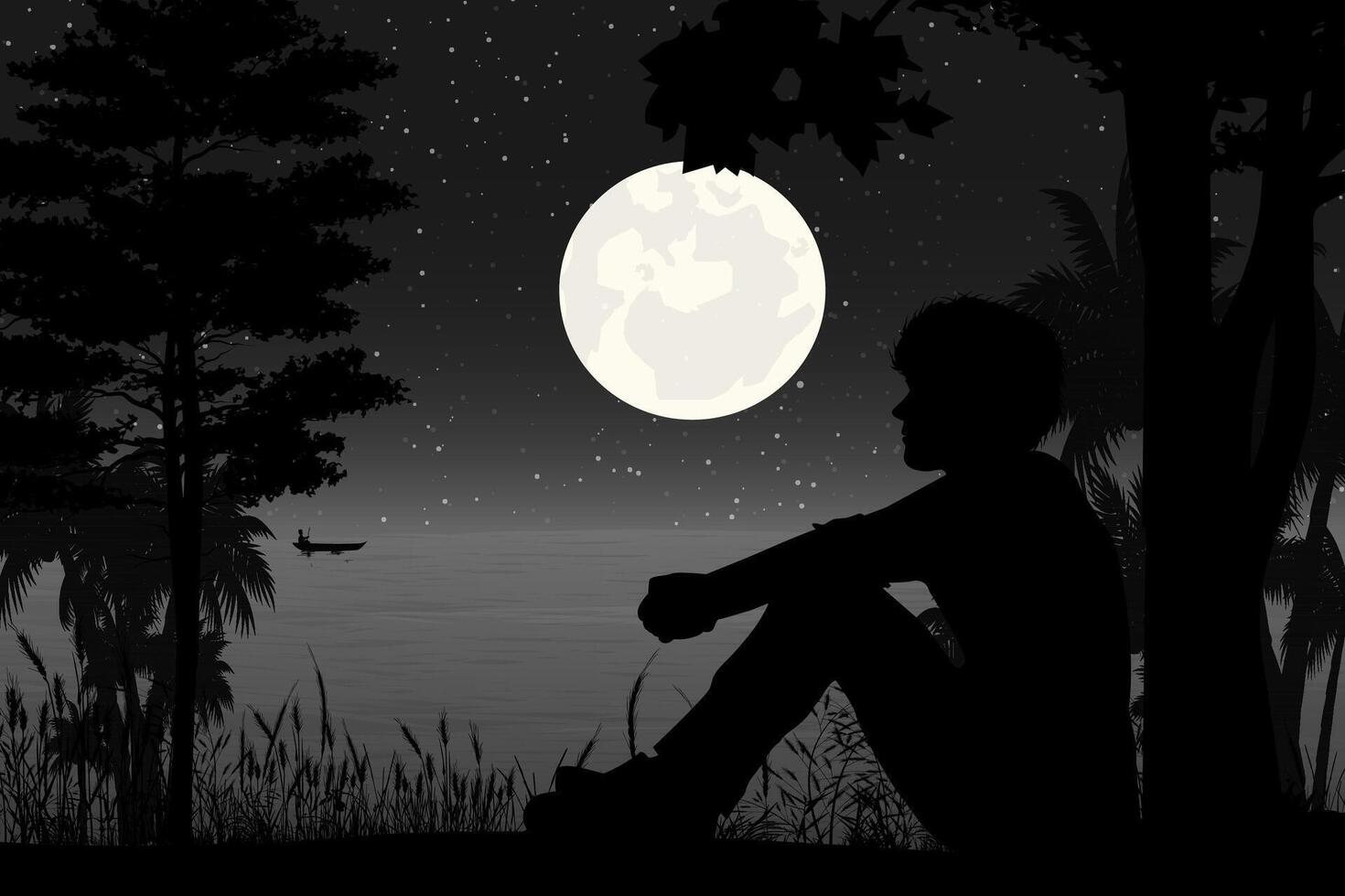 cute man silhouette vector