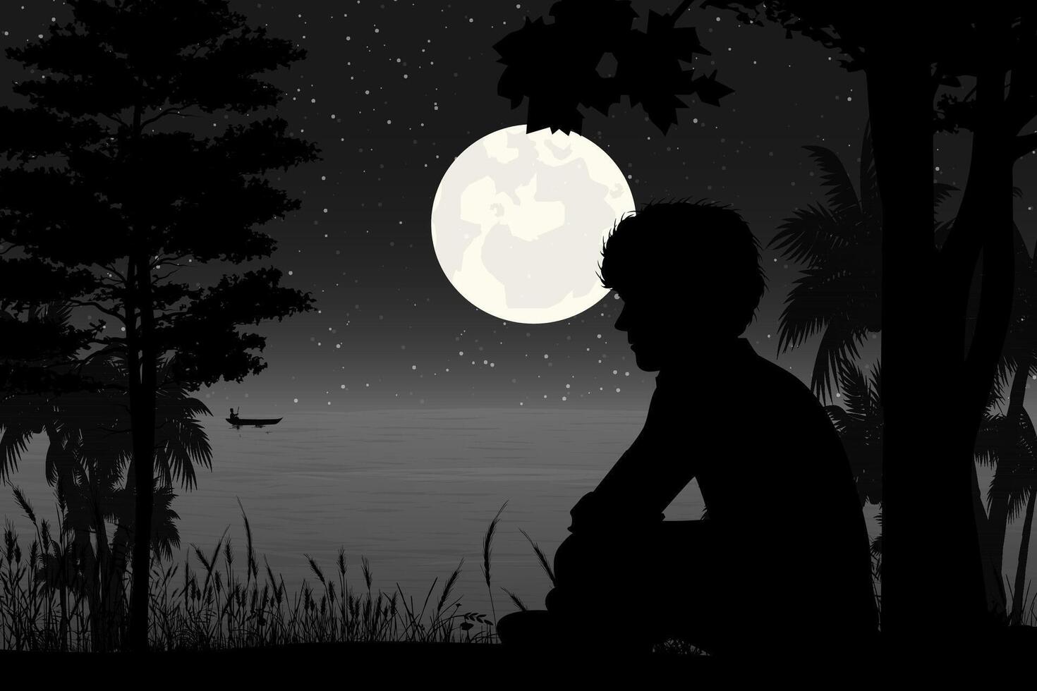 cute man silhouette vector