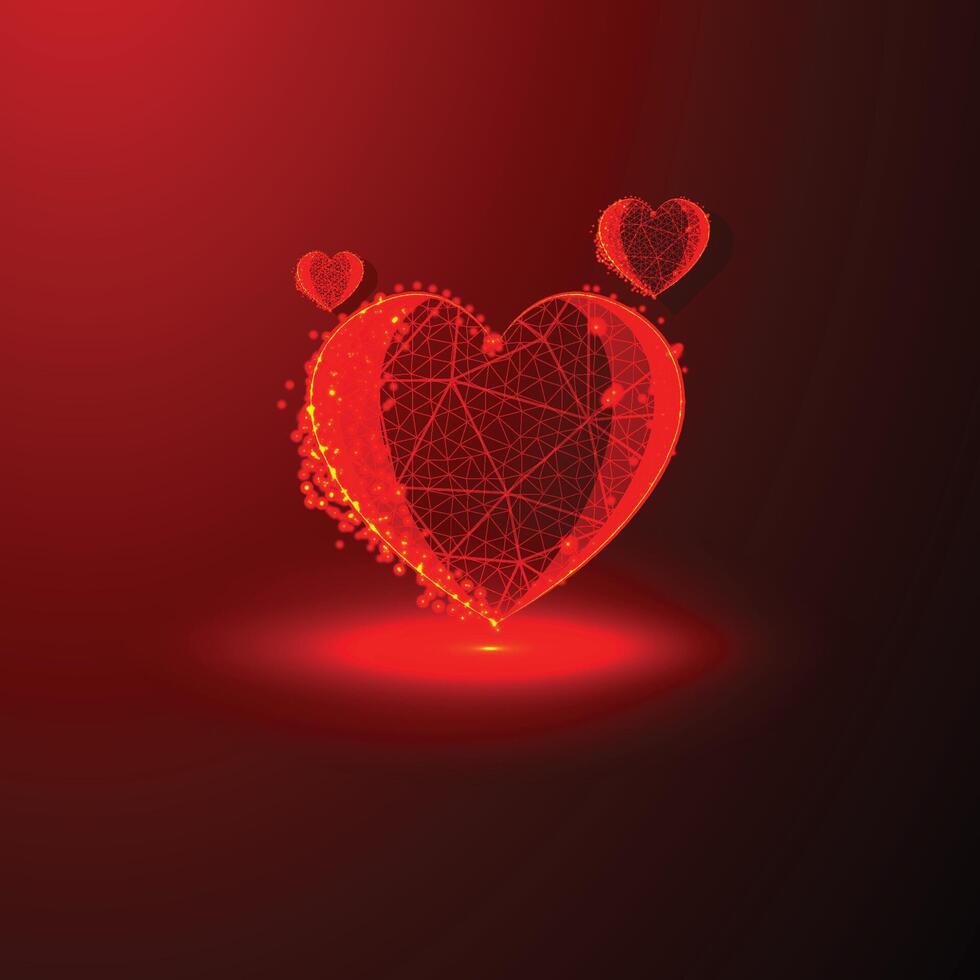 i love you valentine love abstract low poly red warfare vector