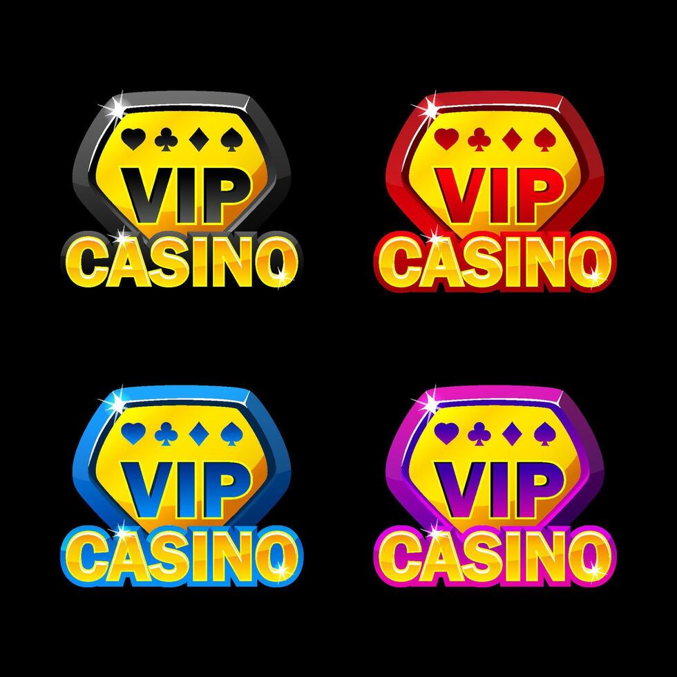 Set of icons for VIP casino. Four colored icons vector