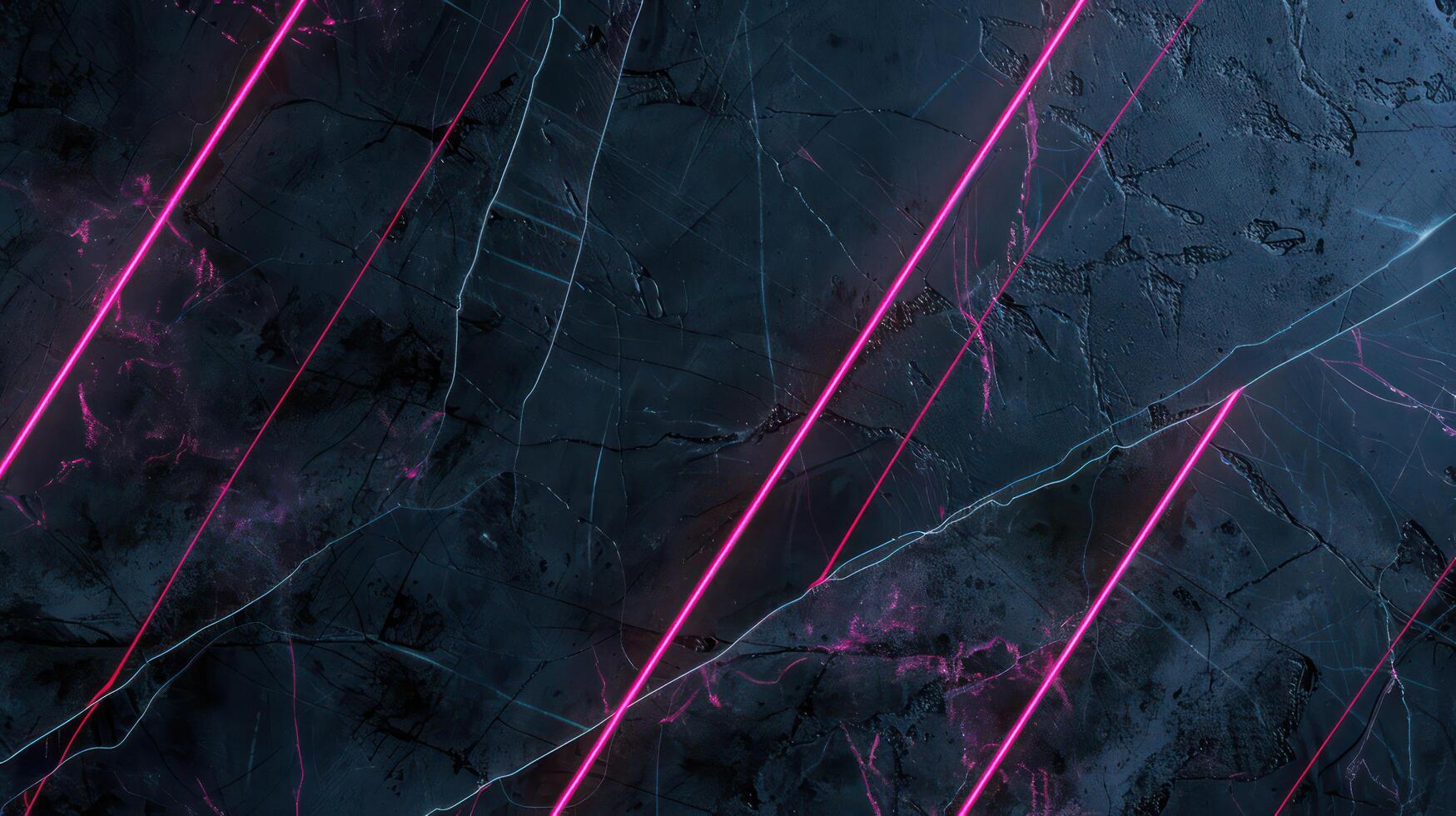 AI generated Dark blue grunge marble texture and pink glowing neon lines background. Generative AI photo