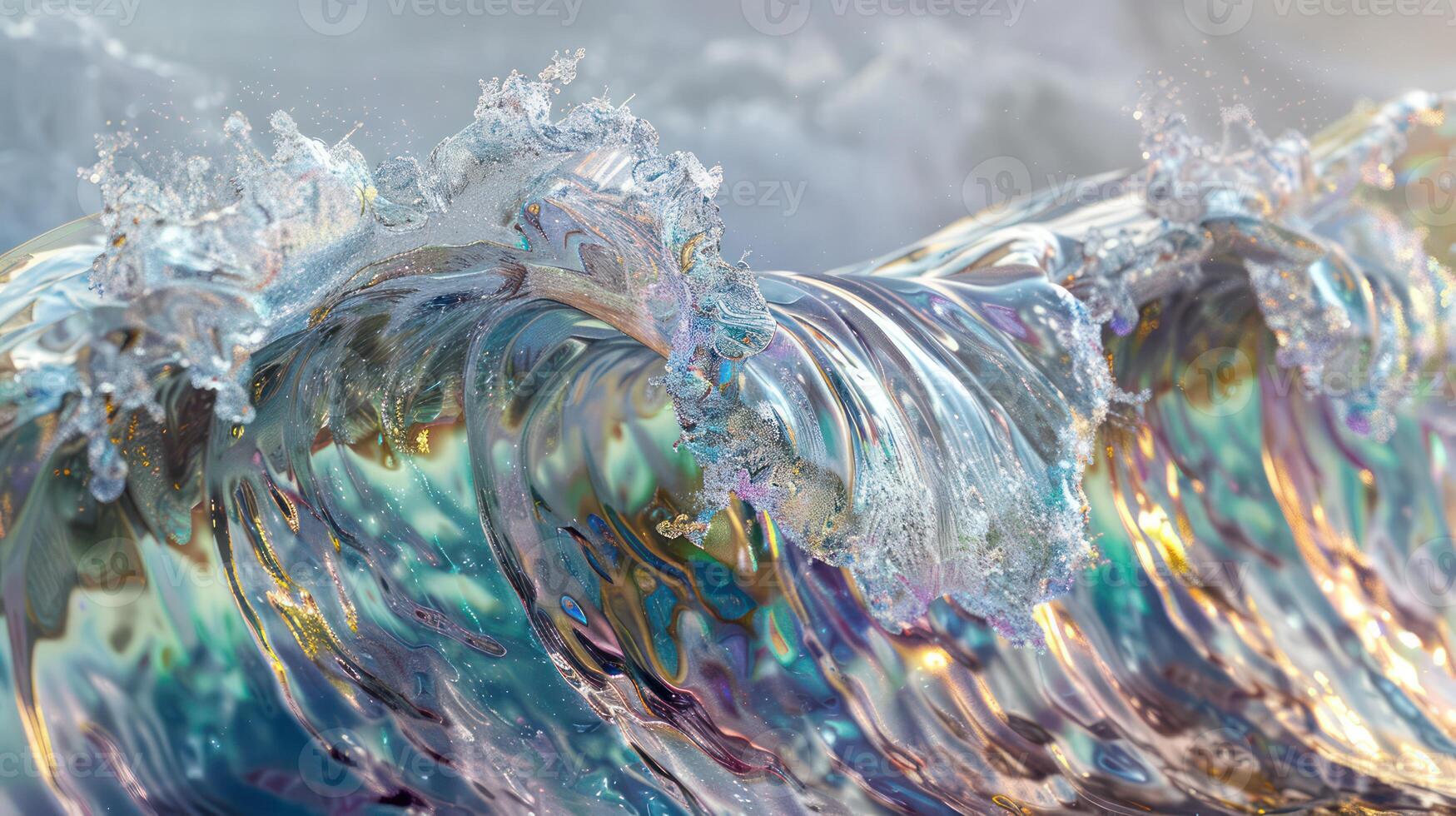 AI generated Holographic water wave concept art background. Generative AI photo