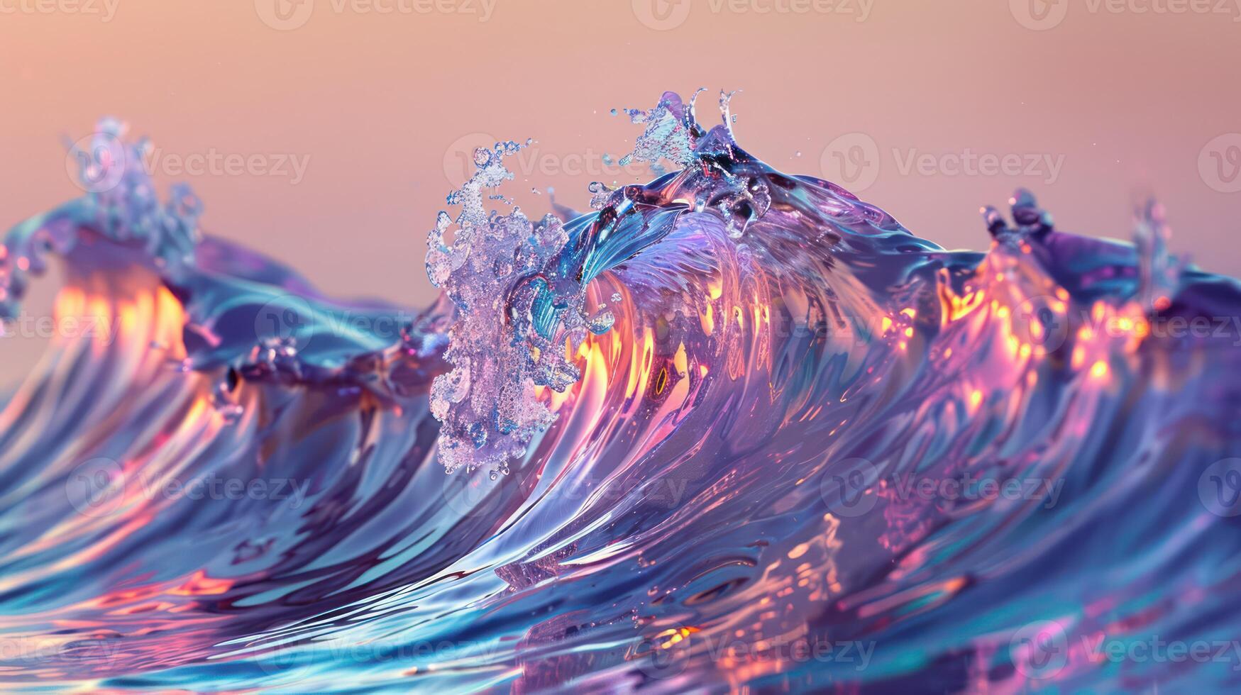 AI generated Holographic water wave concept art background. Generative AI photo
