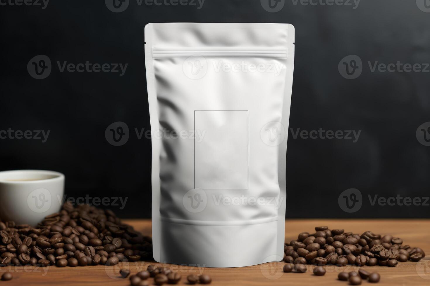 AI generated Coffee Bag Pouch mockup. Empty foil for food. AI Generated photo
