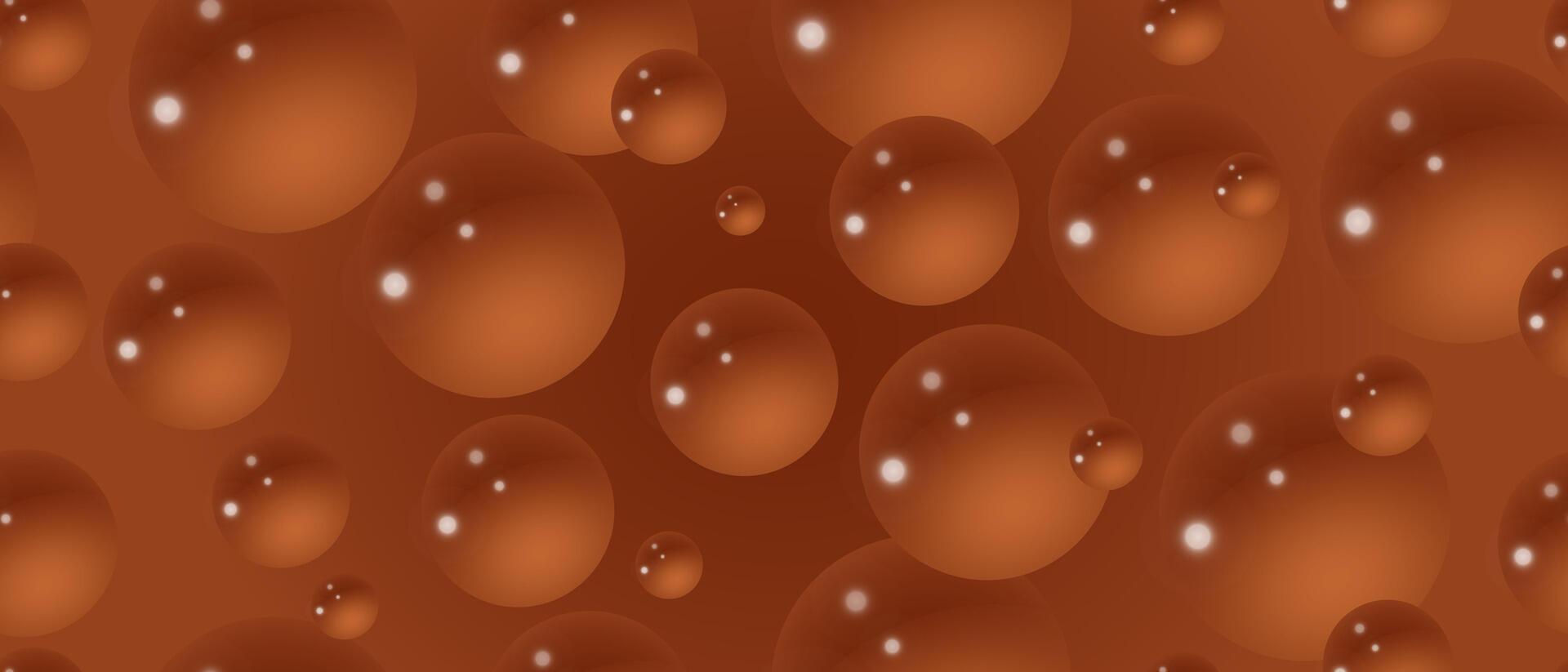 Chocolate bubbles on a brown background. Abstract bubble background. 3d texture of liquid with blobs. Seamless pattern. Vector illustration.