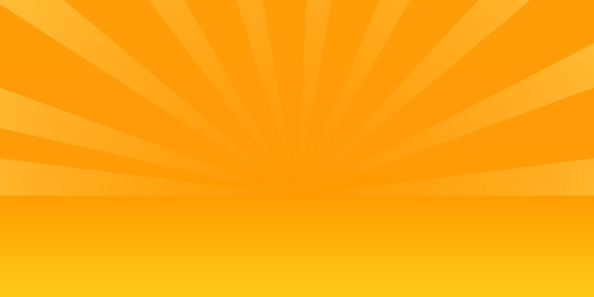 Orange background with yellow glowing rays. Retro sunrise banner vector