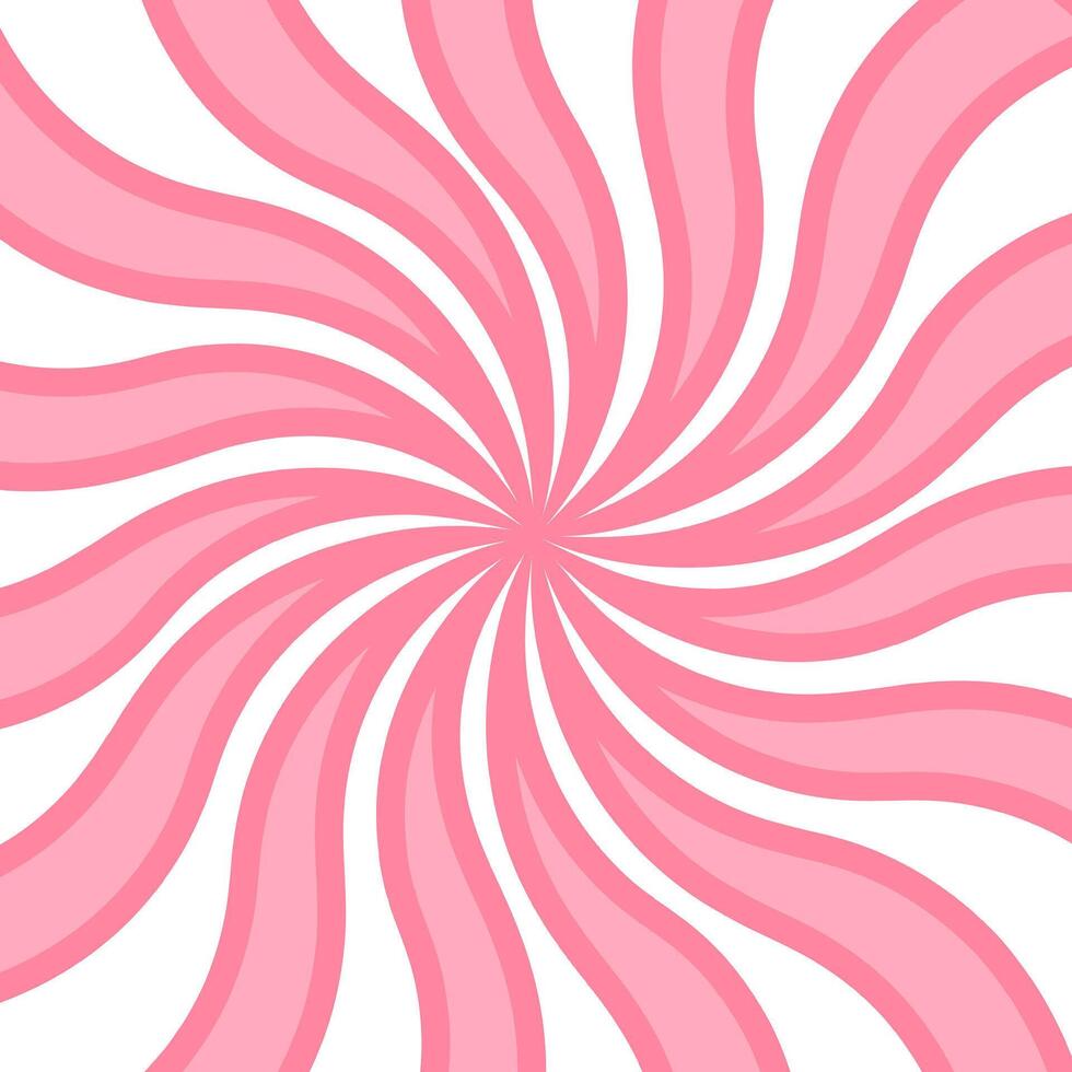 Candy pink background y2k. Background of strawberry rays. Spiral lollipop pattern vector