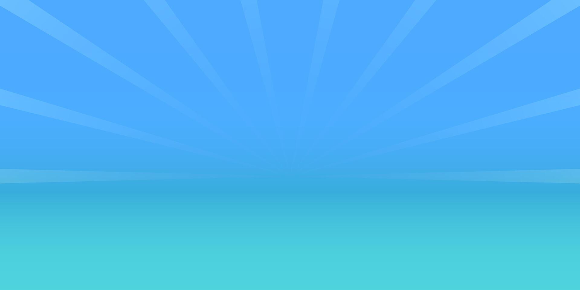 Blue background with yellow glowing rays. Marine summer background. Vector illustration of solar flare