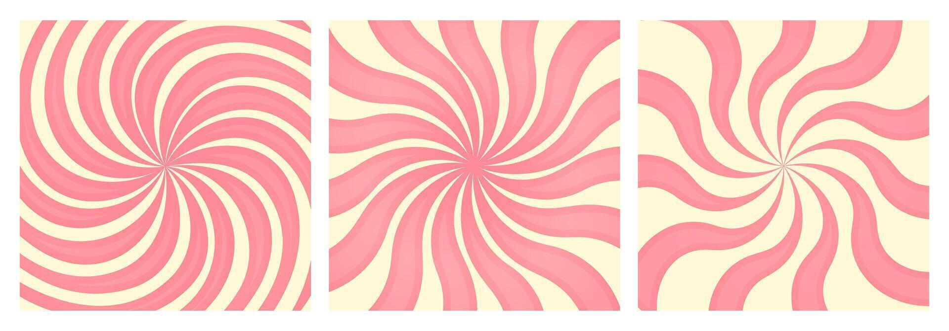 Candy pink spiral background. Strawberry lolipops texture. Radial retro background y2k. vector