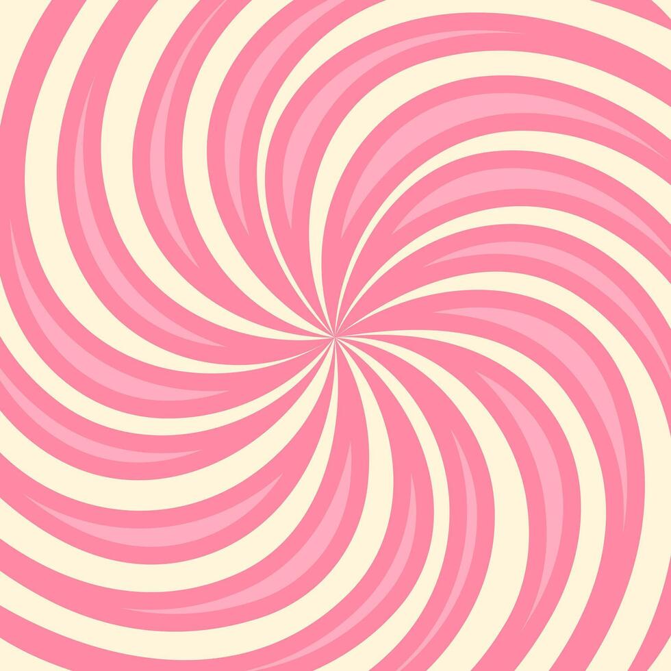 Candy spiral pattern. Pink swirl with candy cane texture. Milky pink twist vector