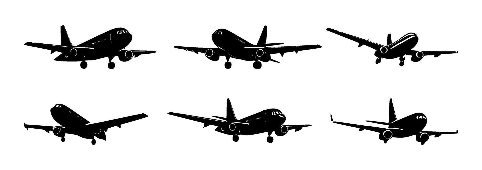 AI generated set of airplane silhouettes on isolated background vector