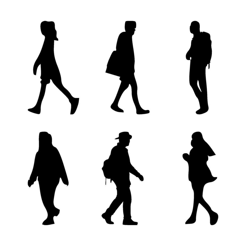 AI generated set of pedestrian silhouettes on isolated background vector