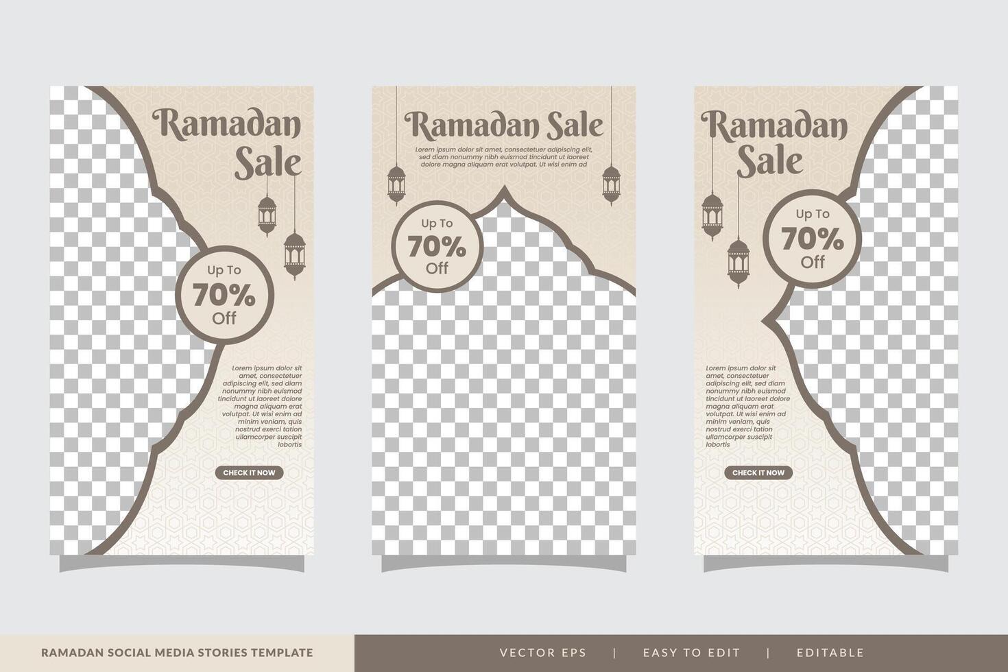 Set of Ramadan sale Social media stories template promotion for business vector