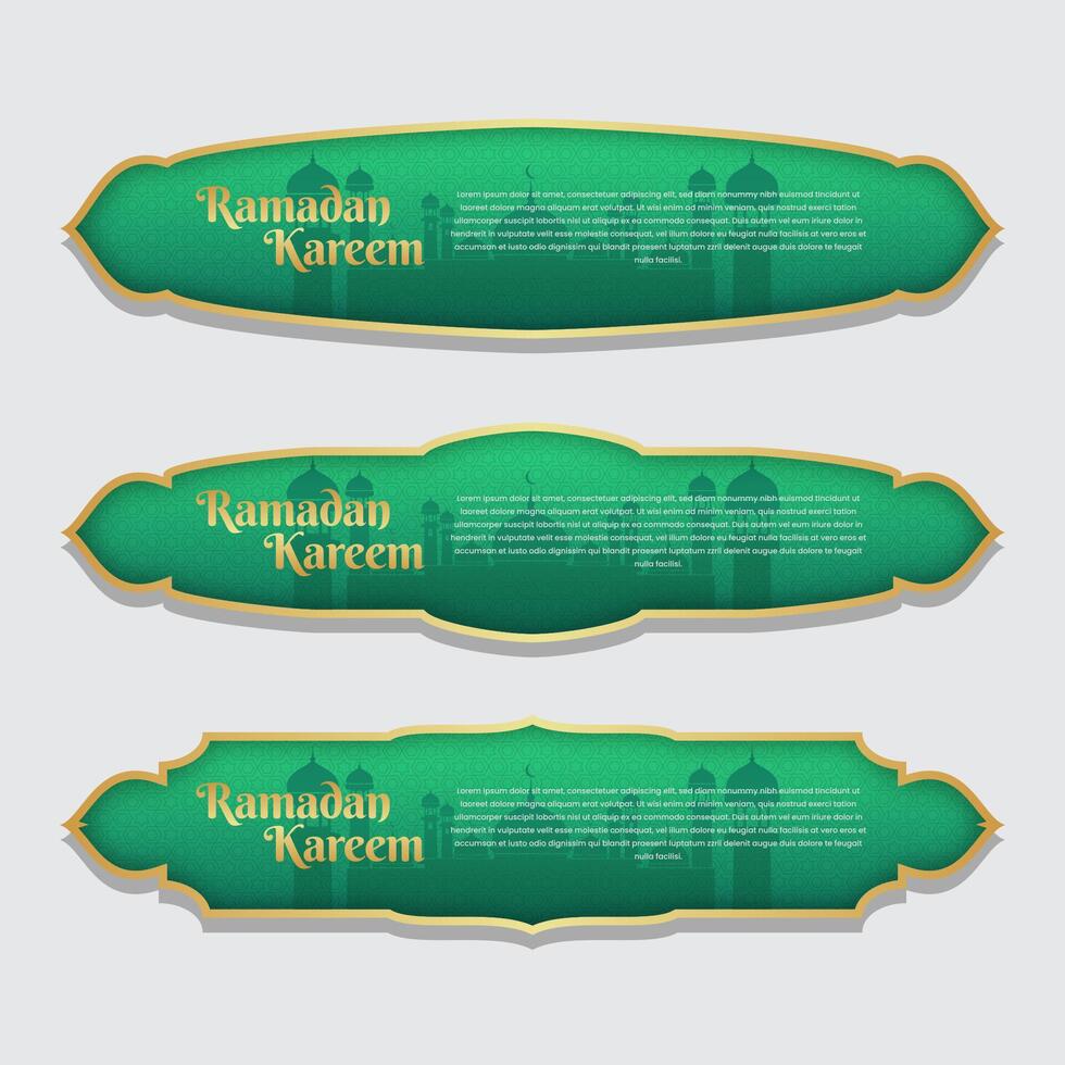 Ramadan kareem islamic banner label set template vector