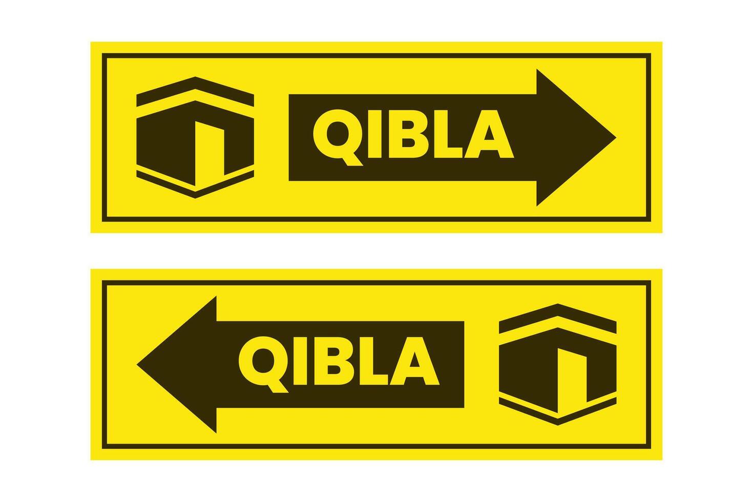 set of qibla sign direction for mosque or prayer room isolated vector
