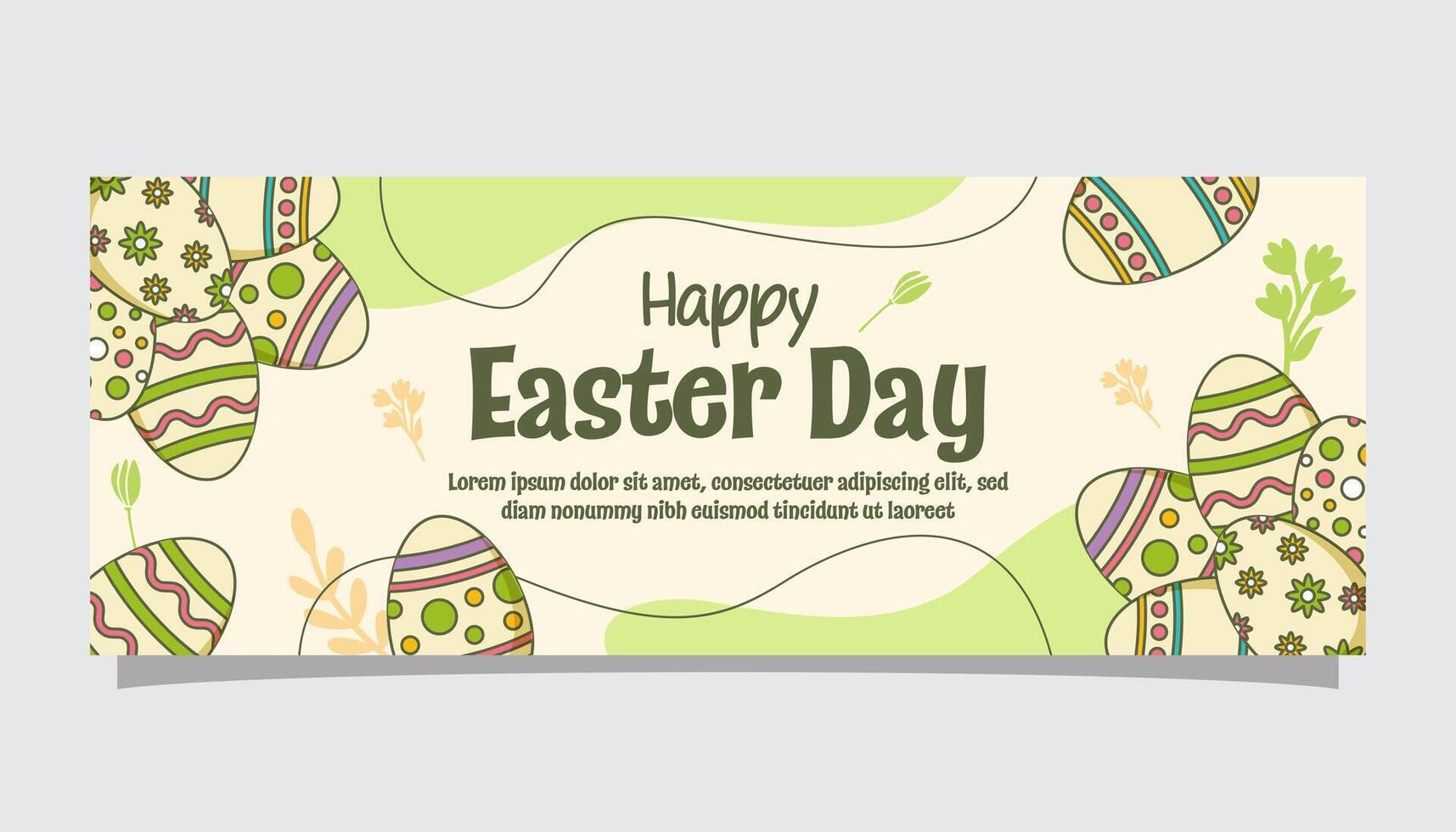 Easter day banner template with egg illustration doodle style vector