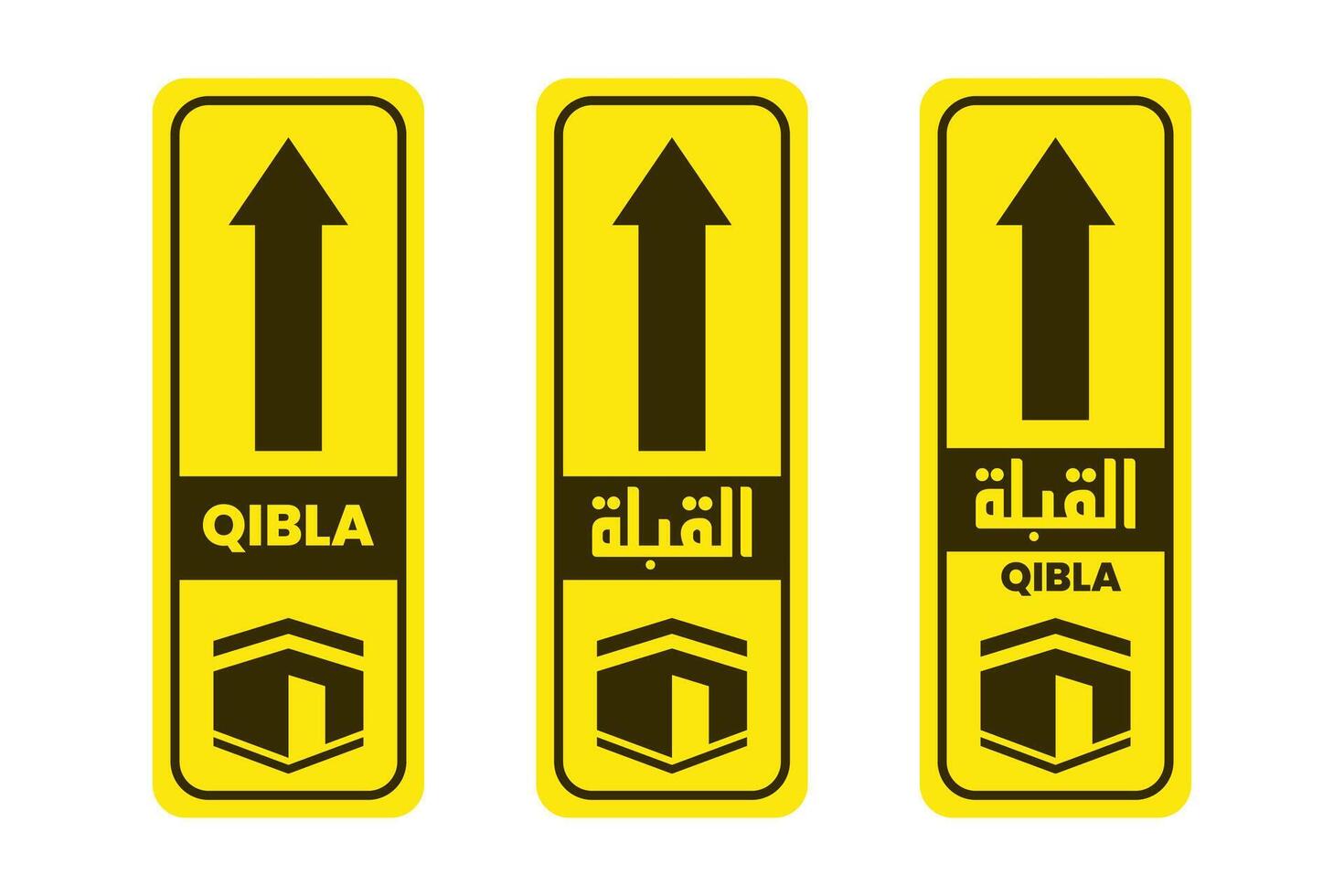 conjunto de qibla firmar dirección para mezquita o oración habitación aislado vector