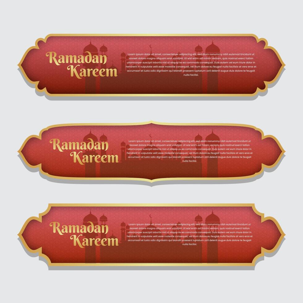 Ramadan kareem islamic banner label set template vector