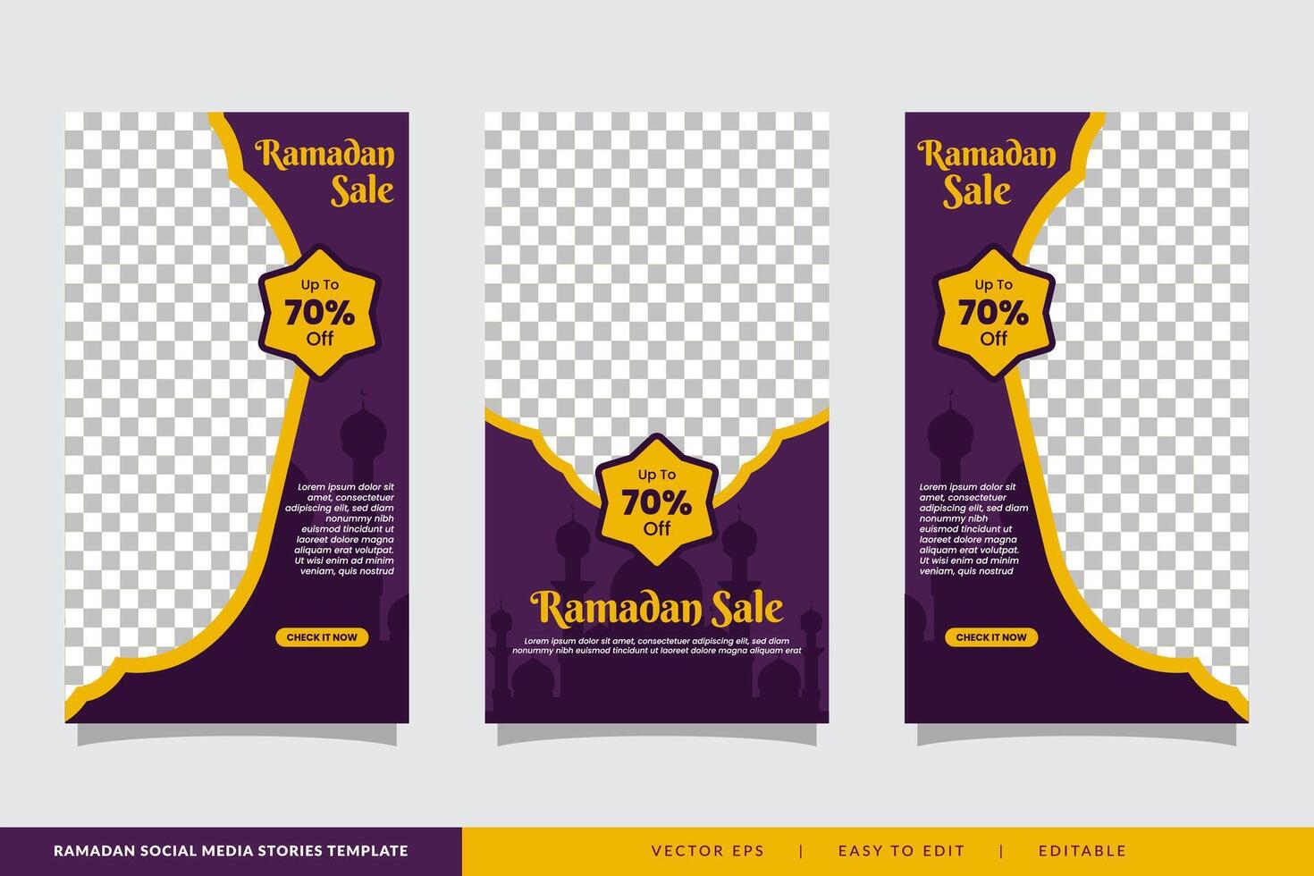 Ramadán rebaja social medios de comunicación cuentos enviar modelo con blanco áreas editable vector ilustración