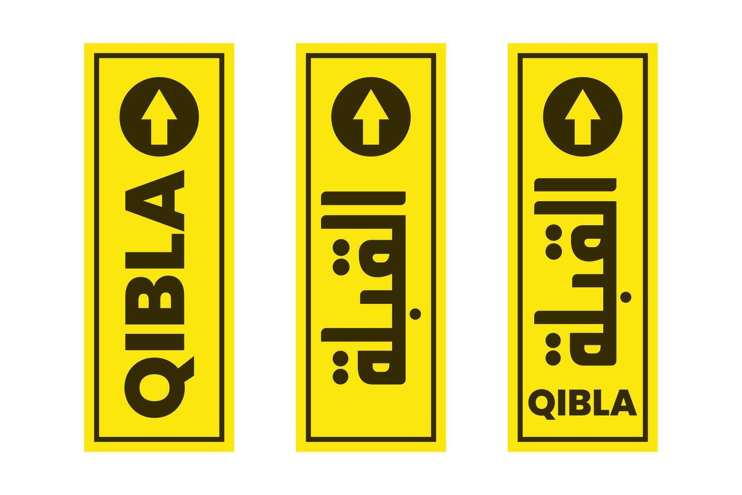 set of qibla sign direction for mosque or prayer room isolated vector