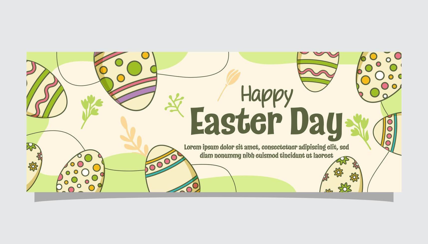 Easter day banner template with egg illustration doodle style vector