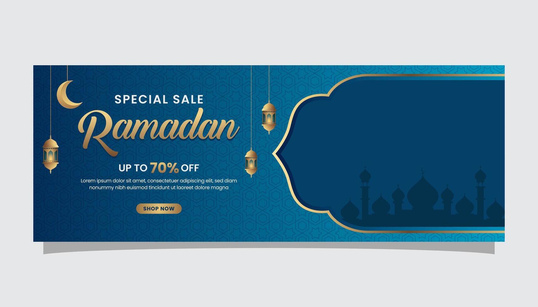Ramadán kareem rebaja web bandera descuento islámico evento antecedentes para promoción vector