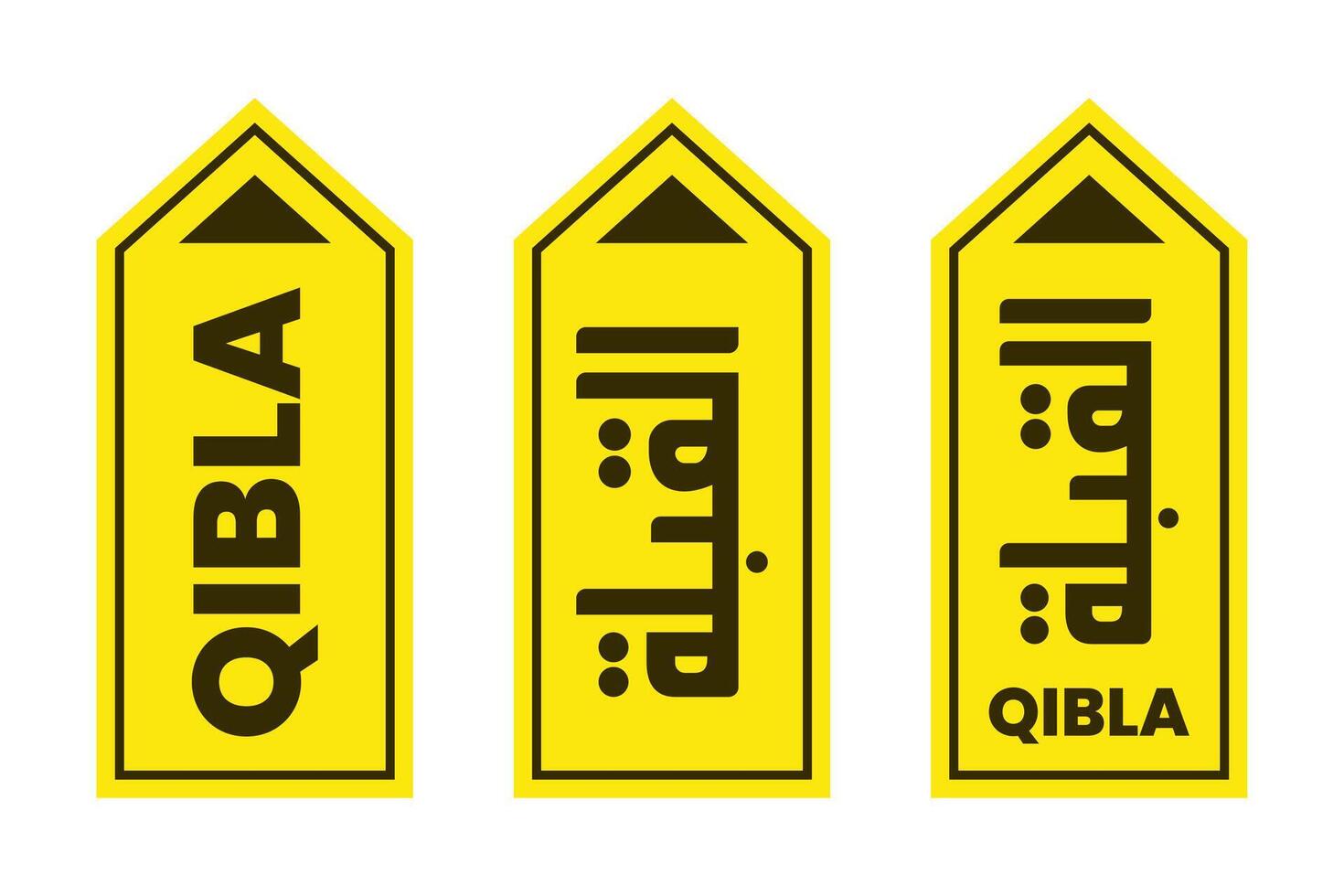 set of qibla sign direction for mosque or prayer room isolated vector