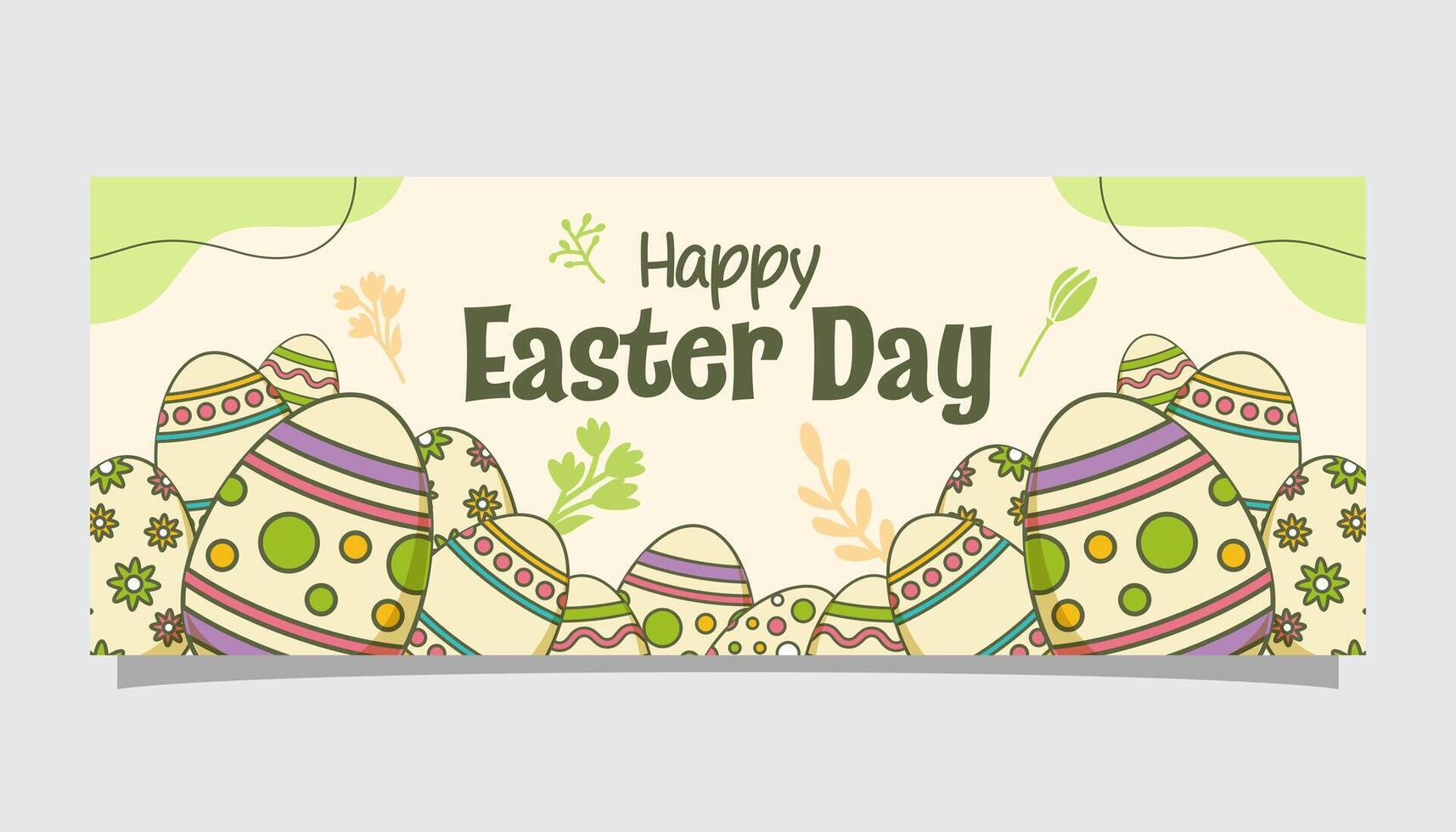 Easter day banner template with egg illustration doodle style vector